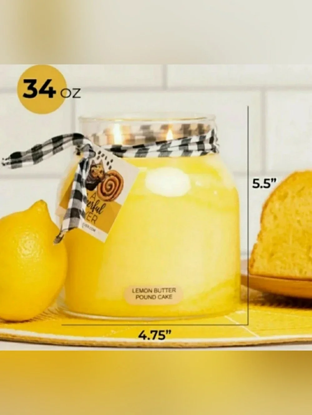 LEMON BUTTER POUND CAKE -A Cheerful Giver, Strong Scented Candle, 34 oz